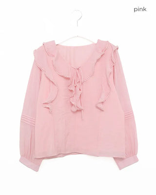 Frilled ribbon blouse