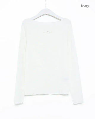 Triple Diamond Slit Slashed Neck Long T-Shirt
