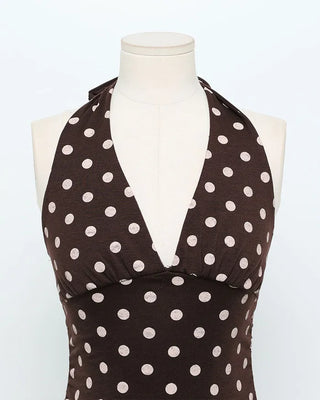 Polka Dot Halter Neck Sleeveless