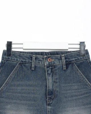Hip flap pocket mini denim skirt