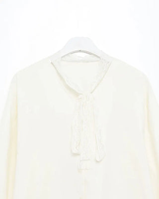 Lace tie set V-neck cotton blouse