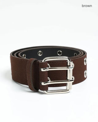 Suede double eyelet belt