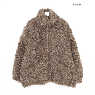 High-neck boa zip-up jacket