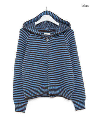 Striped knit zip-up