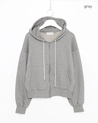 Double-zip cropped hoodie