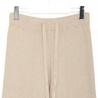Wide-leg knit pants with elastic waistband