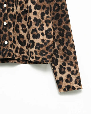 Leopard print semi-cropped cardigan