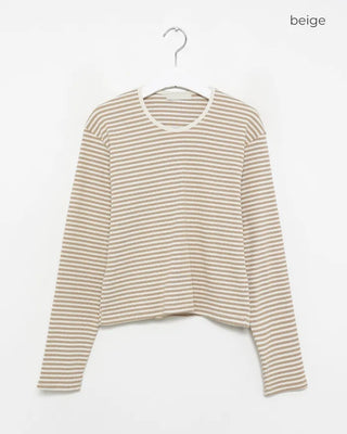 Thin striped ribbed cut and sew