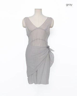 Scarf set sheer layered dress