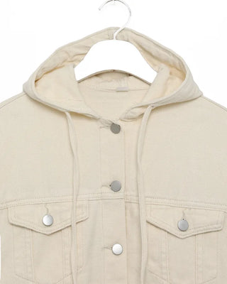 Cropped hooded denim jacket