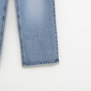 Washed wide denim pants