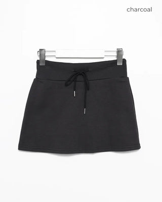 Wide-waisted ribbed sweatshirt mini skirt