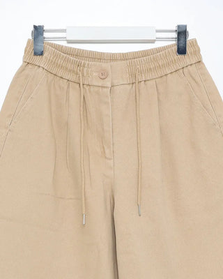 (Unisex) Cotton Wide Half Pants with Drawstring Waist