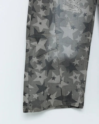 Star Damage Point Wide Cotton Pants