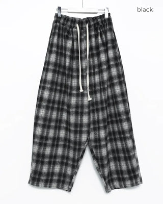 Checked wide-leg pants with string waistband