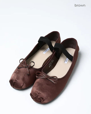 Rubber band satin ballet flats
