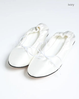 Satin gathered heel flat shoes