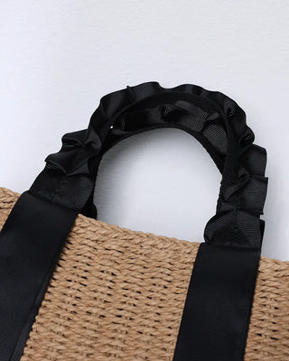 Shirring top handle rattan bag