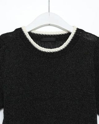 Two-tone boucle short-sleeved knit