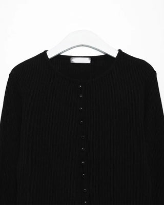 Round neck long-sleeve cardigan