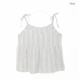 Striped shirred sleeveless top