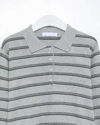 Striped knit polo shirt