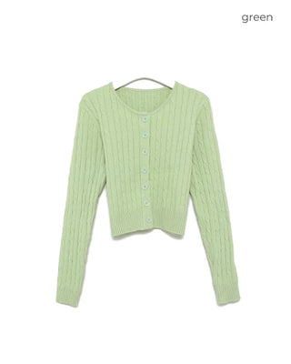 Cropped Cable Knit Cardigan