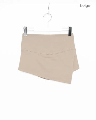 Asymmetrical design ribbed skirt pants