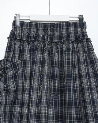 Checked pocket banded long skirt
