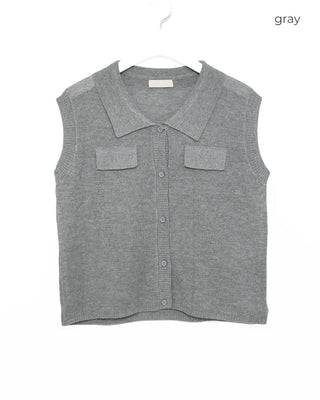 Colored button sleeveless cardigan