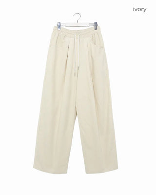 Corduroy wide-leg pants with elastic waistband