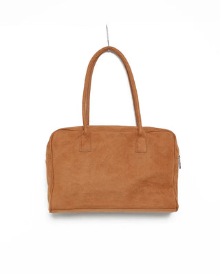 Suede belt buckle shoulder bag