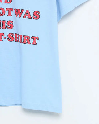 (Unisex) Two-tone lettering half-sleeve T-shirt