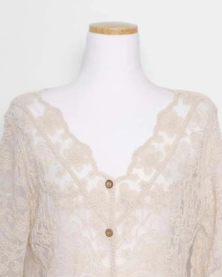 V-neck lace sheer cardigan
