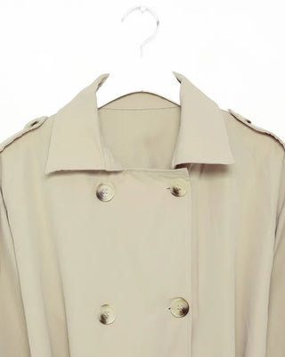 Double-breasted half trench coat