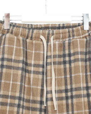 Checkered Wide Waist Elastic Waist Pants