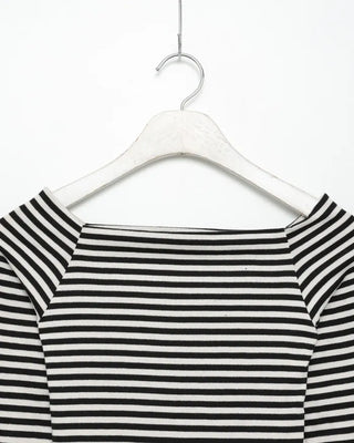 Classic Border Off-Shoulder Long Sleeve T-Shirt