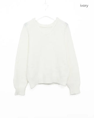 V-neck angora knit