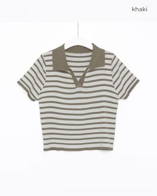 Striped short-sleeve knit