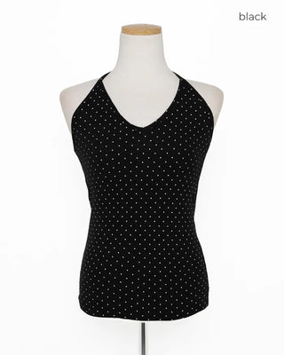 Pindot Camisole Halter V-Neck Top