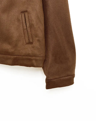 Suede round neck jacket