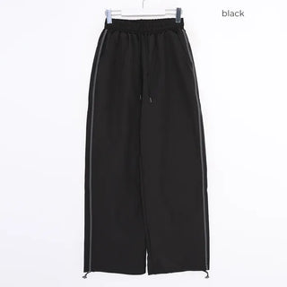 Unisex two-tone wide-leg elastic waist pants