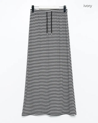 Striped back slit easy maxi skirt