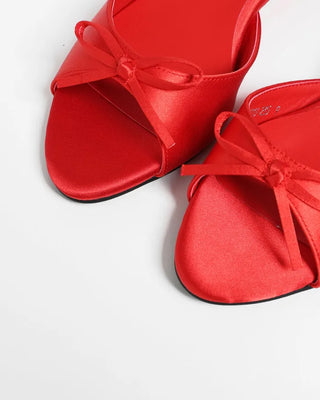 Ribbon satin open-toe sandals