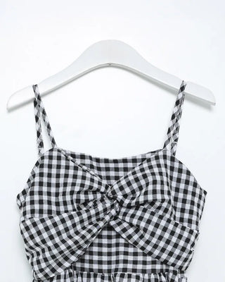Checked ribbon camisole