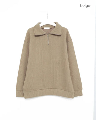 Brushed Overfit Half Knit Zip