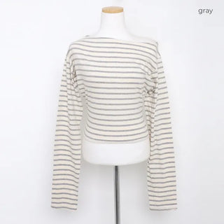 Striped off-shoulder T-shirt