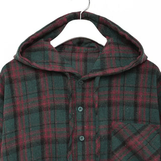 (Unisex) Check Hoodie Shirt Jacket