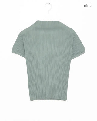 High-neck pleated blouse