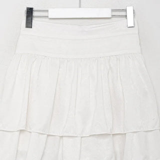 Flared shirred mini skirt